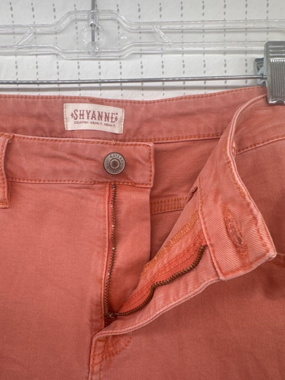 Shyanne Womens Jeans Sz 32 Peach Flare Leg Tulip-Pocket Boho Hippie Festival - Picture 4 of 14
